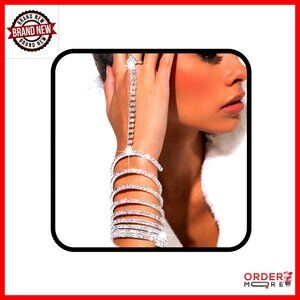 Silver Rhinestone Link Bracelet Adjustable Hand Chain Jewelry